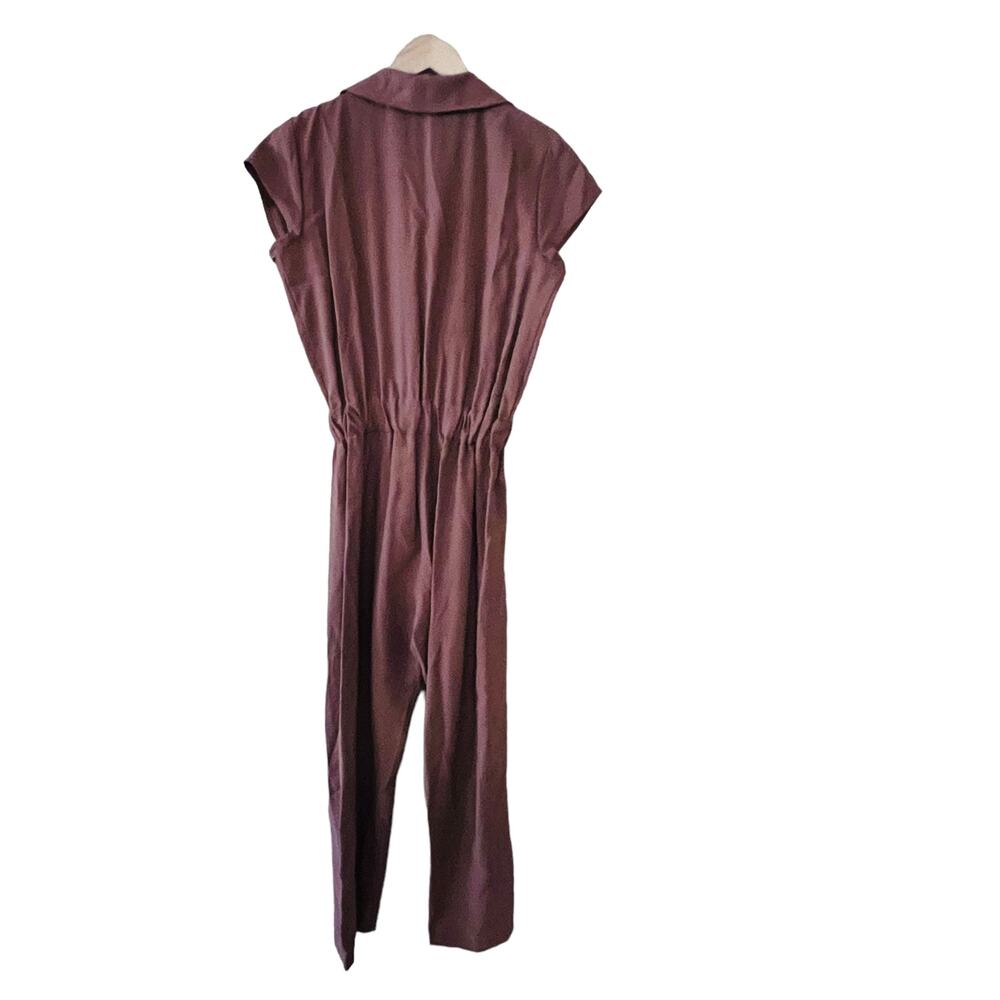 Chepe Half Zip Short Sleeve Jumpsuit Size Small Brown - Picture 2 of 6
